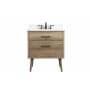 Elegant Lighting Boise 30" Free Standing Single Basin Vanity Set with Cabinet, Engineered Marble Vanity Top, and Backsplash Natural Oak