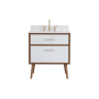 Elegant Lighting Boise 30" Free Standing Single Basin Vanity Set with Cabinet, Engineered Marble Vanity Top, and Backsplash White