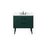 Elegant Lighting Boise 36" Free Standing Single Basin Vanity Set with Cabinet, Engineered Marble Vanity Top, and Backsplash Green