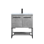 Elegant Lighting Gerard 30" Free Standing Single Basin Vanity Set with Cabinet and Resin Vanity Top Concrete Grey