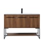 Elegant Lighting Gerard 48" Free Standing Single Basin Vanity Set with Cabinet and Resin Vanity Top Walnut Brown