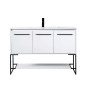 Elegant Lighting Gerard 48" Free Standing Single Basin Vanity Set with Cabinet and Resin Vanity Top White