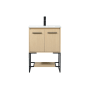 Elegant Lighting Sloane 24" Free Standing Single Basin Vanity Set with Cabinet and Engineered Marble Vanity Top Maple