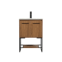 Elegant Lighting Sloane 24" Free Standing Single Basin Vanity Set with Cabinet and Engineered Marble Vanity Top Walnut Brown