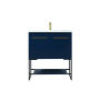 Elegant Lighting Sloane 30" Free Standing Single Basin Vanity Set with Cabinet and Engineered Marble Vanity Top Blue