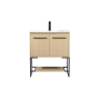 Elegant Lighting Sloane 30" Free Standing Single Basin Vanity Set with Cabinet and Engineered Marble Vanity Top Maple