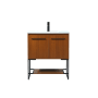Elegant Lighting Sloane 30" Free Standing Single Basin Vanity Set with Cabinet and Engineered Marble Vanity Top Teak