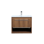 Elegant Lighting Kasper 24" Wall Mounted Single Basin Vanity Set with Cabinet and Resin Vanity Top Walnut Brown