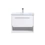 Elegant Lighting Kasper 24" Wall Mounted Single Basin Vanity Set with Cabinet and Resin Vanity Top White