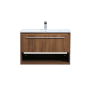 Elegant Lighting Kasper 30" Wall Mounted Single Basin Vanity Set with Cabinet and Resin Vanity Top Walnut Brown