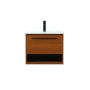 Elegant Lighting Roman 24" Wall Mounted Single Basin Vanity Set with Cabinet and Engineered Marble Vanity Top Teak
