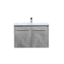 Elegant Lighting Rasina 30" Wall Mounted Single Basin Vanity Set with Cabinet and Resin Vanity Top Concrete Grey