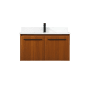 Elegant Lighting Penn 36" Wall Mounted Single Basin Vanity Set with Cabinet, Engineered Marble Vanity Top, and Backsplash Teak