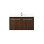 Elegant Lighting Penn 36" Wall Mounted Single Basin Vanity Set with Cabinet, Engineered Marble Vanity Top, and Backsplash Walnut