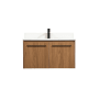 Elegant Lighting Penn 36" Wall Mounted Single Basin Vanity Set with Cabinet, Engineered Marble Vanity Top, and Backsplash Walnut Brown