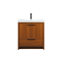 Elegant Lighting Wyatt 30" Free Standing Single Basin Vanity Set with Cabinet and Resin Vanity Top Teak