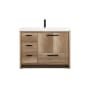 Elegant Lighting Wyatt 42" Free Standing Single Basin Vanity Set with Cabinet and Resin Vanity Top Natural Oak