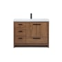 Elegant Lighting Wyatt 42" Free Standing Single Basin Vanity Set with Cabinet and Resin Vanity Top Walnut Brown