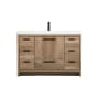 Elegant Lighting Wyatt 48" Free Standing Single Basin Vanity Set with Cabinet and Resin Vanity Top Natural Oak