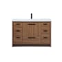 Elegant Lighting Wyatt 48" Free Standing Single Basin Vanity Set with Cabinet and Resin Vanity Top Walnut Brown