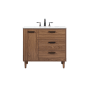 Elegant Lighting Baldwin 36" Free Standing Single Basin Vanity Set with Cabinet and Engineered Marble Vanity Top Walnut Brown