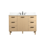 Elegant Lighting Baldwin 48" Free Standing Single Basin Vanity Set with Cabinet, Engineered Marble Vanity Top, and Backsplash Maple