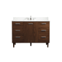 Elegant Lighting Baldwin 48" Free Standing Single Basin Vanity Set with Cabinet, Engineered Marble Vanity Top, and Backsplash Walnut