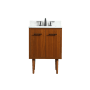 Elegant Lighting Cyrus 24" Free Standing, Wall Mounted Single Basin Vanity Set with Cabinet, Engineered Marble Vanity Top, and Backsplash Teak