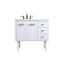 Elegant Lighting Cyrus 36" Free Standing, Wall Mounted Single Basin Vanity Set with Cabinet and Engineered Marble Vanity Top White