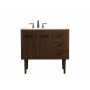 Elegant Lighting Cyrus 36" Free Standing, Wall Mounted Single Basin Vanity Set with Cabinet and Engineered Marble Vanity Top Walnut