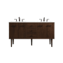 Elegant Lighting Cyrus 60" Free Standing, Wall Mounted Double Basin Vanity Set with Cabinet and Engineered Marble Vanity Top Walnut