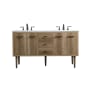 Elegant Lighting Cyrus 60" Free Standing, Wall Mounted Double Basin Vanity Set with Cabinet and Engineered Marble Vanity Top Natural Oak