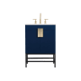 Elegant Lighting Eugene 24" Free Standing Single Basin Vanity Set with Cabinet and Engineered Marble Vanity Top Blue