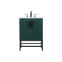 Elegant Lighting Eugene 24" Free Standing Single Basin Vanity Set with Cabinet and Engineered Marble Vanity Top Green