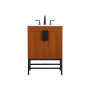 Elegant Lighting Eugene 24" Free Standing Single Basin Vanity Set with Cabinet and Engineered Marble Vanity Top Teak