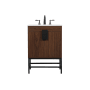 Elegant Lighting Eugene 24" Free Standing Single Basin Vanity Set with Cabinet and Engineered Marble Vanity Top Walnut