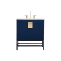 Elegant Lighting Eugene 30" Free Standing Single Basin Vanity Set with Cabinet and Engineered Marble Vanity Top Blue