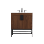 Elegant Lighting Eugene 30" Free Standing Single Basin Vanity Set with Cabinet and Engineered Marble Vanity Top Walnut