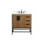 Elegant Lighting Eugene 32" Free Standing Single Basin Vanity Set with Cabinet, Engineered Marble Vanity Top, and Backsplash Walnut Brown