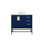 Elegant Lighting Eugene 36" Free Standing Single Basin Vanity Set with Cabinet, Engineered Marble Vanity Top, and Backsplash Blue