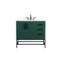 Elegant Lighting Eugene 36" Free Standing Single Basin Vanity Set with Cabinet, Engineered Marble Vanity Top, and Backsplash Green