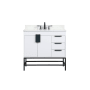Elegant Lighting Eugene 36" Free Standing Single Basin Vanity Set with Cabinet, Engineered Marble Vanity Top, and Backsplash White