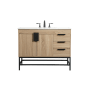 Elegant Lighting Eugene 42" Free Standing Single Basin Vanity Set with Cabinet and Engineered Marble Vanity Top Mango Wood