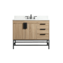 Elegant Lighting Eugene 42" Free Standing Single Basin Vanity Set with Cabinet, Engineered Marble Vanity Top, and Backsplash Mango Wood