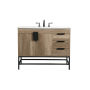 Elegant Lighting Eugene 42" Free Standing Single Basin Vanity Set with Cabinet and Engineered Marble Vanity Top Natural Oak