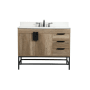 Elegant Lighting Eugene 42" Free Standing Single Basin Vanity Set with Cabinet, Engineered Marble Vanity Top, and Backsplash Natural Oak