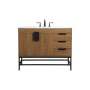 Elegant Lighting Eugene 42" Free Standing Single Basin Vanity Set with Cabinet and Engineered Marble Vanity Top Walnut Brown