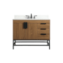 Elegant Lighting Eugene 42" Free Standing Single Basin Vanity Set with Cabinet, Engineered Marble Vanity Top, and Backsplash Walnut Brown