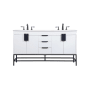 Elegant Lighting Eugene 60" Free Standing Double Basin Vanity Set with Cabinet and Engineered Marble Vanity Top White