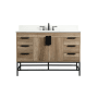 Elegant Lighting Eugene 48" Free Standing Single Basin Vanity Set with Cabinet, Engineered Marble Vanity Top, and Backsplash Natural Oak